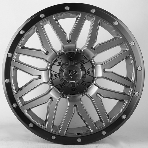 Powcan Y5369 9.0x18/12x139.7/135 D106.1 ET15 Matt Grey with Matt Black Lip